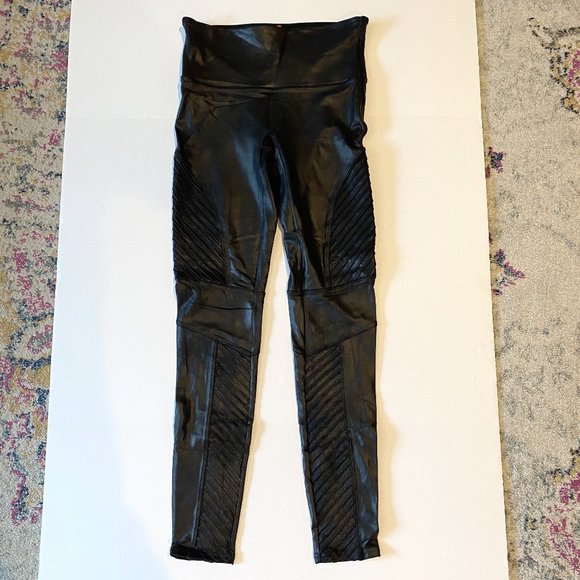 Spanx Faux Leather Moto Leggings - Very Black - Medium (regular) - Picture 1 of 9